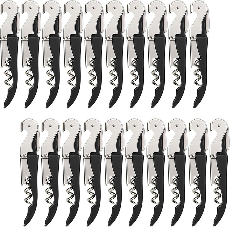 HYZ Wine Opener Bulk 20Pack for Bartender, Professional Waiter Corkscrew Wine Key for Servers,Wine Bottle Opener Double Hinged, Wine Accessories Set for Party Favor, Black - Image 1